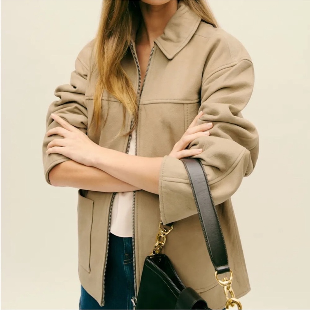 Reformation Taupe Zip-Up Jacket